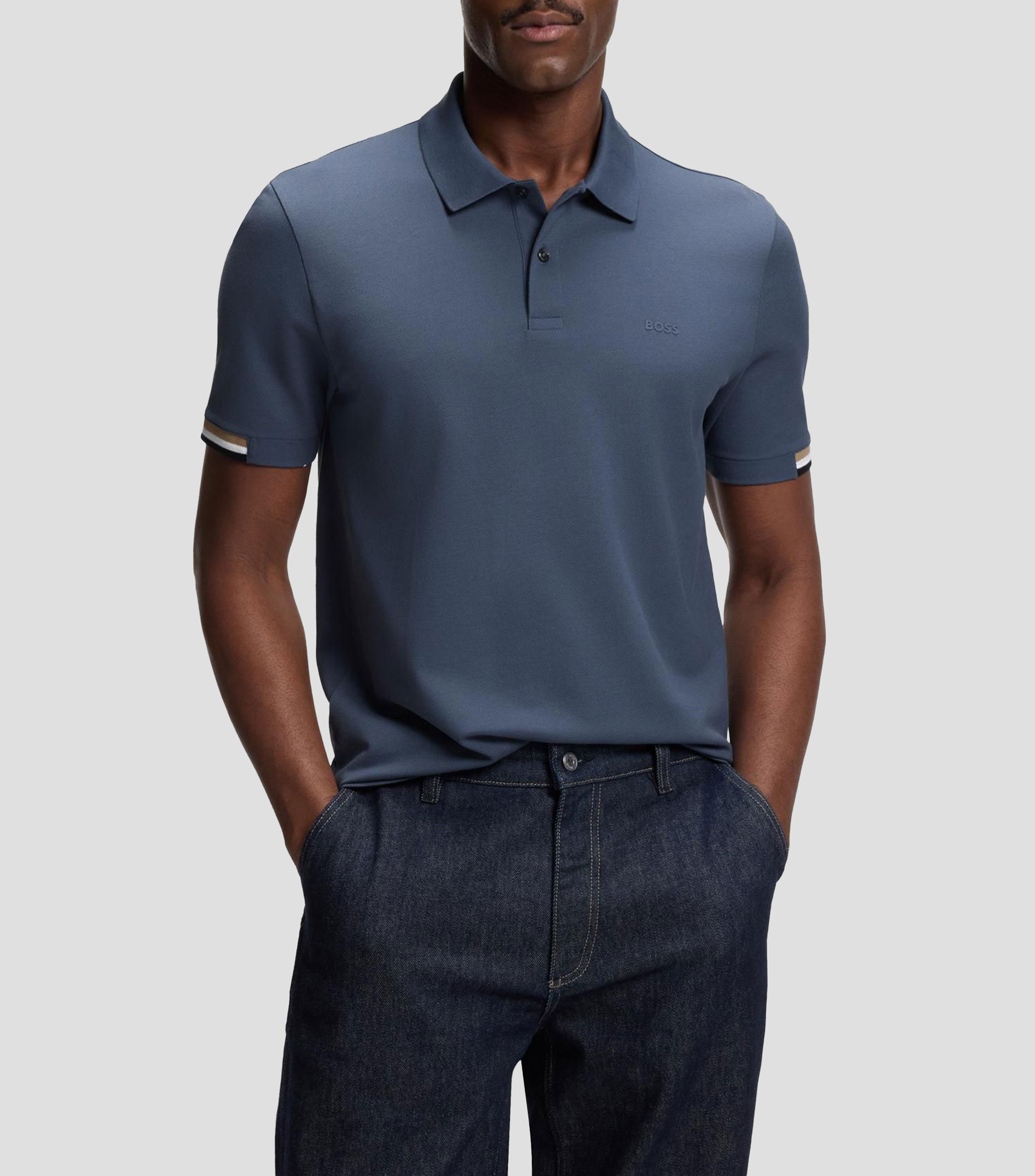 Polo regular fit con logo de goma Hombre